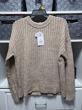 Crewneck Knit Sweater - Beige